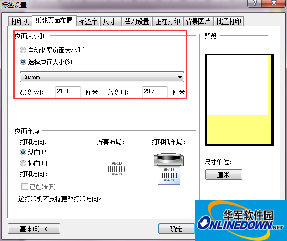 NiceLabel sets page size