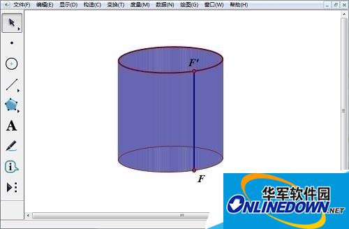 Construct the trajectory of point F to form an ellipse and construct the trajectory of line segment FF’ to form the side of the cylinder