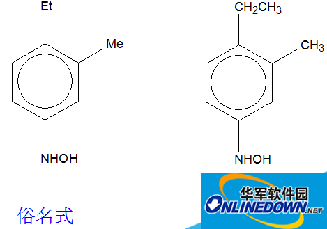 ChemDraw's common name represents the methyl and ethyl functional groups