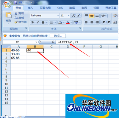 Use of excel functions left and right