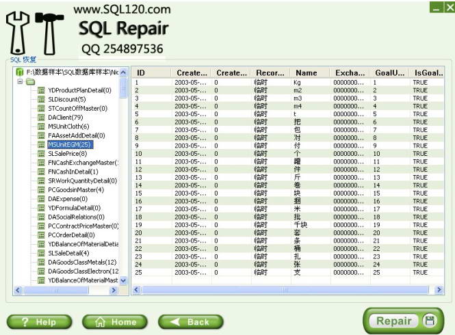 SQL database repair software