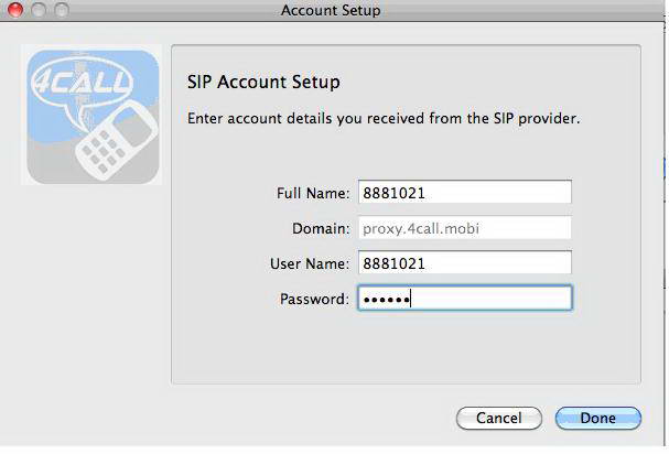 4Call mobile Internet voice for Apple Mac