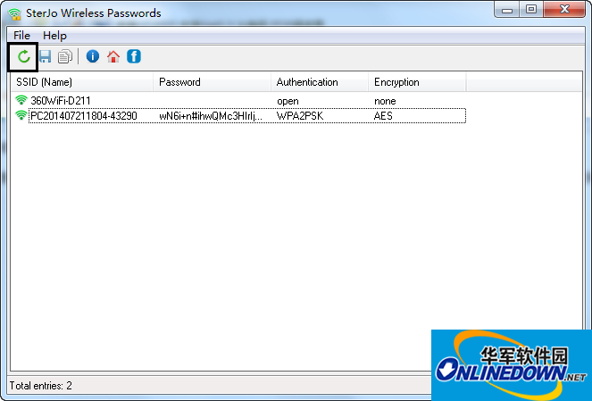 Screenshot of Wireless Password Viewer (SterJo Wireless Passwords)