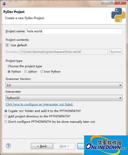 Screenshot of python plug-in in eclipse