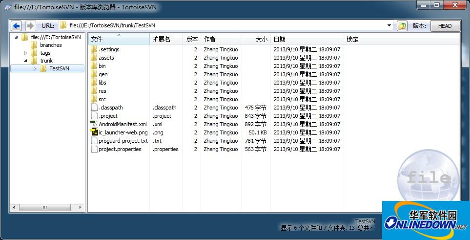 Screenshot of version management tool (TortoiseSVN)