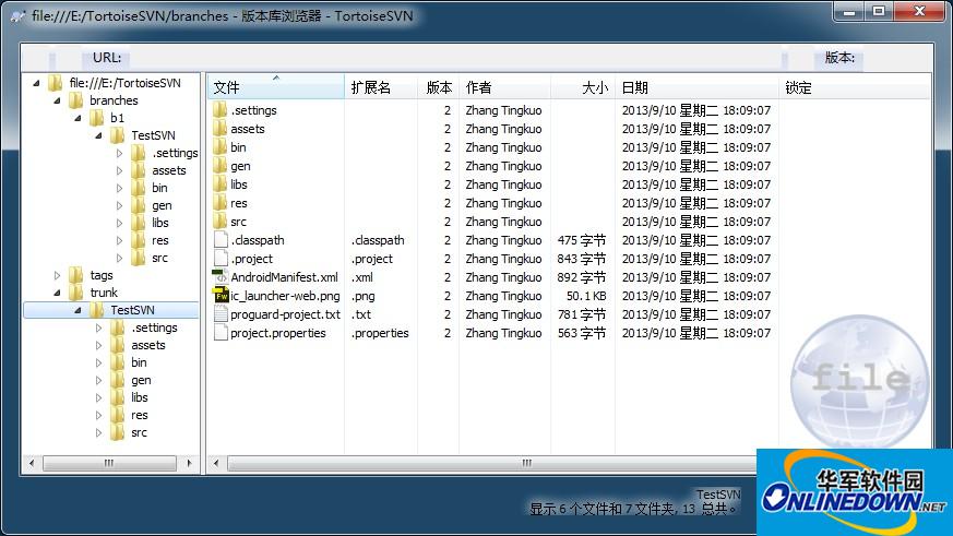 Screenshot of version management tool (TortoiseSVN)