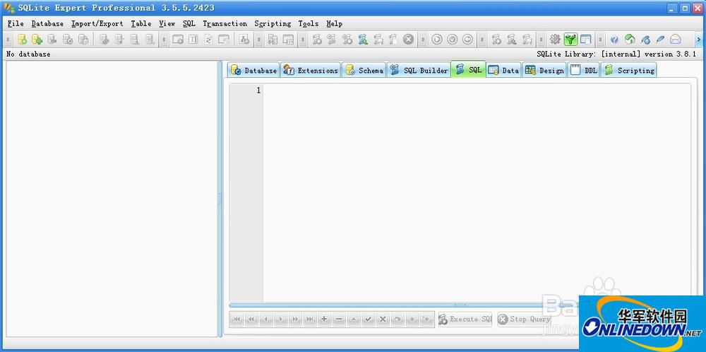 Screenshot of SQLite visual management tool (SQLite Expert Pro)