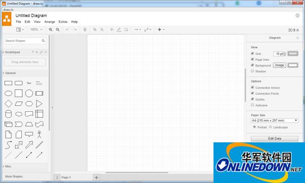 Screenshot of flowchart creation software draw.io