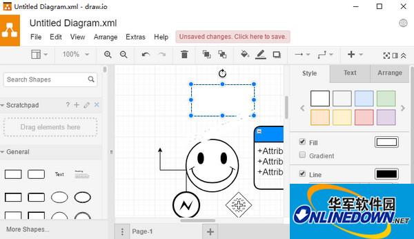 Screenshot of flowchart creation software draw.io