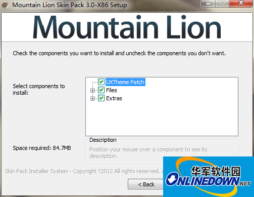 Screenshot of mac theme beautification tool Mountain Lion Skin Pack