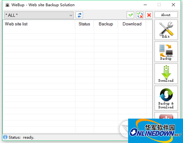 Screenshot of WebUp website backup tool