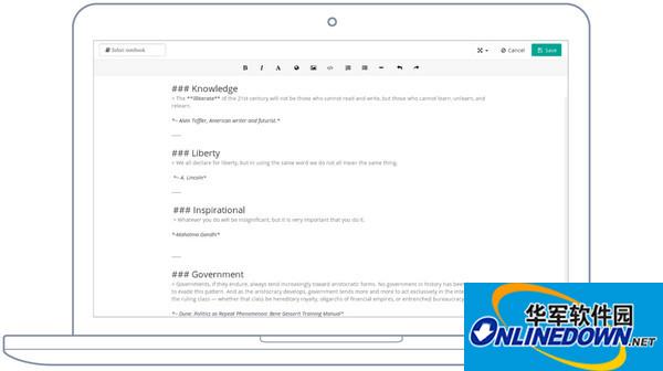 Screenshot of Laverna cloud notes