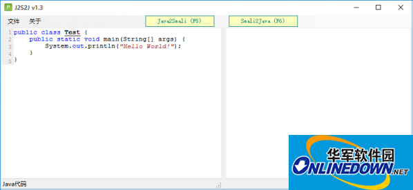 Screenshot of Java2Smali (Java code to Smali tool)
