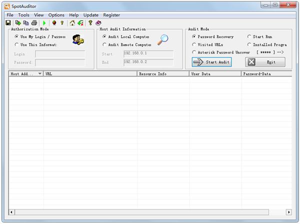 SpotAuditor (password management software) screenshot