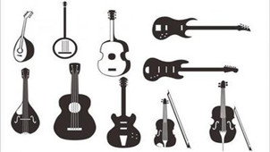 Complete collection of musical instruments