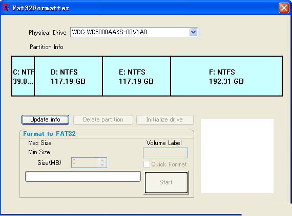 FAT32 Format Tool FAT32Formatter Screenshot