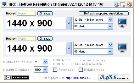 Resolution shortcut key setting tool HotKeyResolution