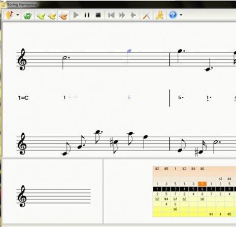 Screenshot of harmonica auxiliary practice software (Boring Harmonica)