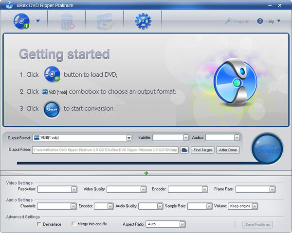 Screenshot of DVD converter (uRexDVD)