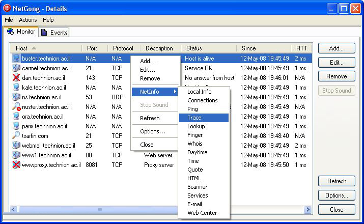 NetGong network device monitoring screenshots