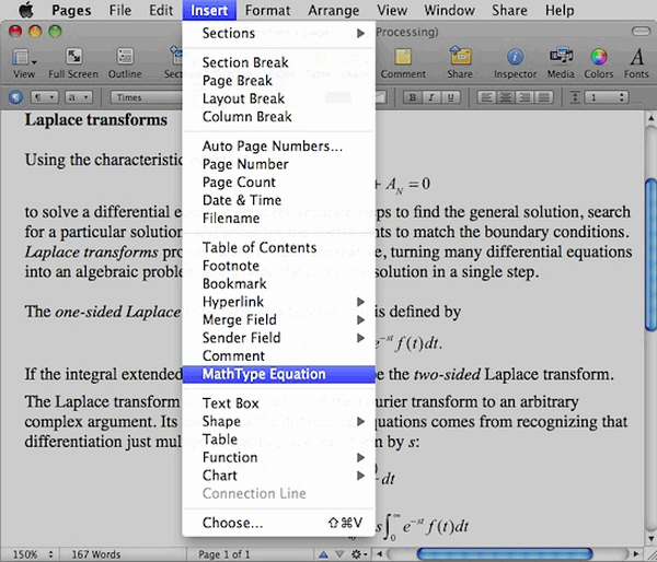 MathType mathematical formula editor mac version screenshot