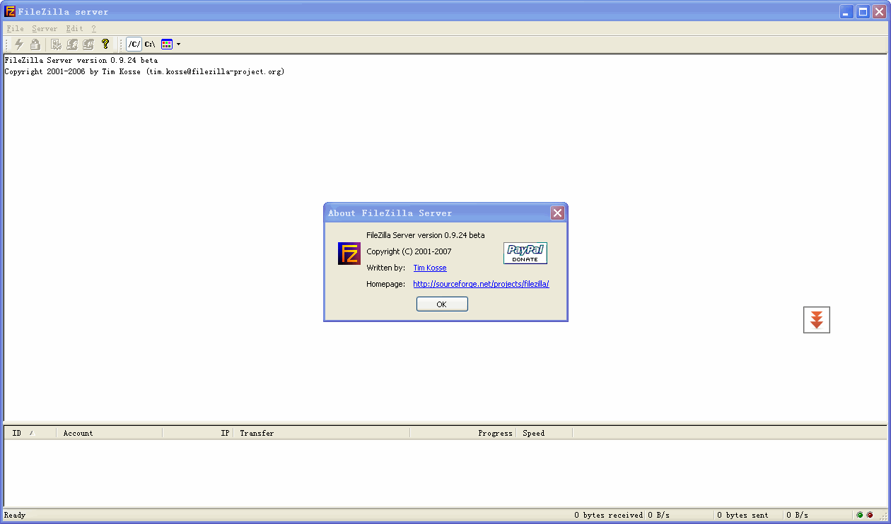 FileZilla Server screenshot