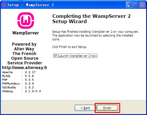 WampServer screenshot
