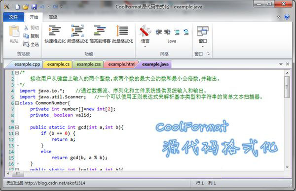 Screenshot of CoolFormat source code formatting tool