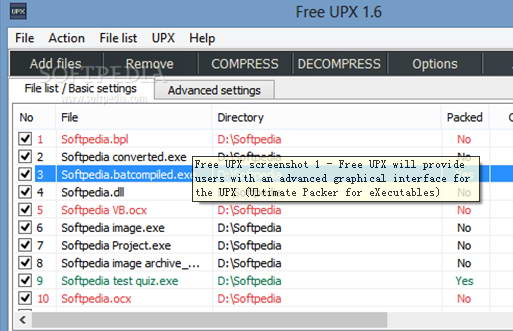 Free UPX screenshots