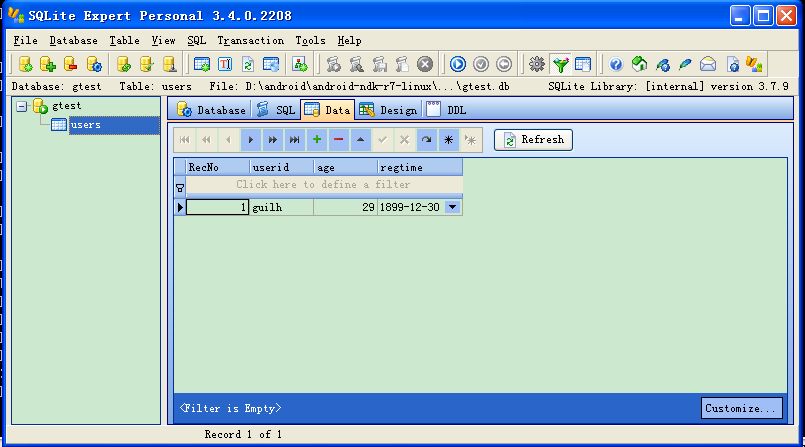 SQLite3 screenshot