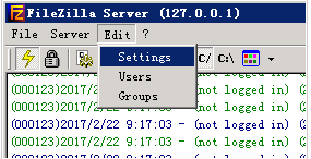 FileZilla Server screenshot