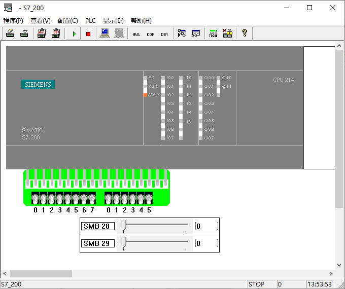 Screenshot of Siemens plc simulation software (s7-200)