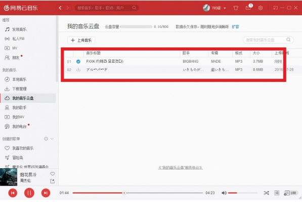Screenshot of NetEase Cloud Music