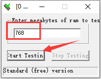 Memory detection tool MEMTEST screenshot