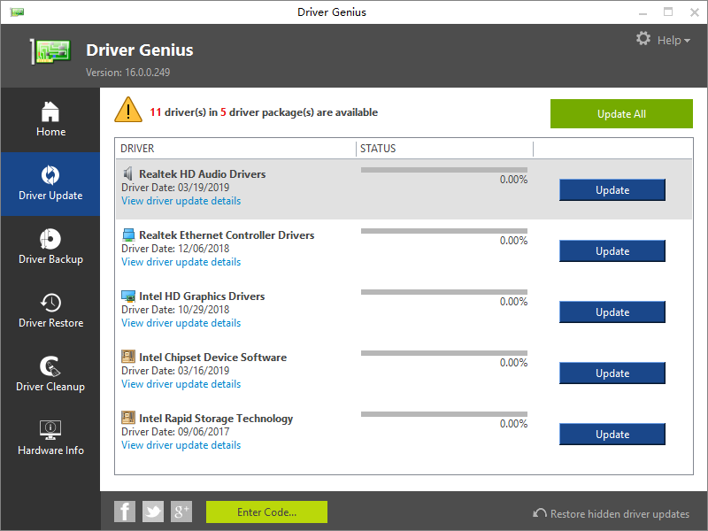 Screenshot of Driver Genius Professional