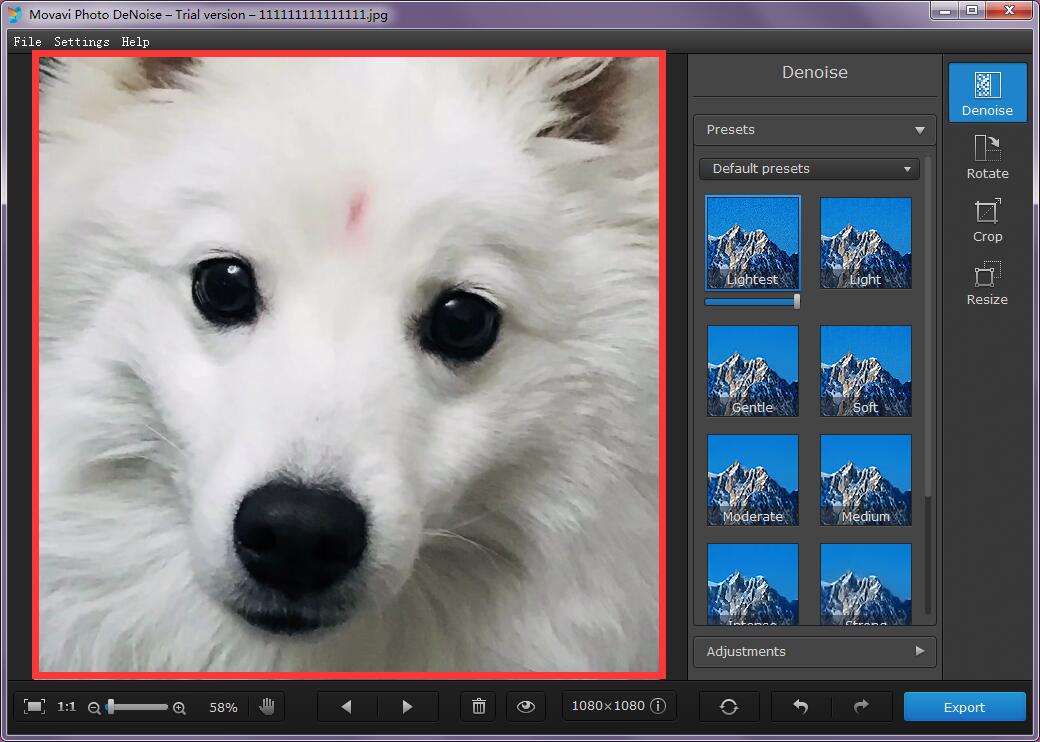Movavi Photo DeNoise screenshot