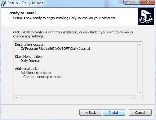 Screenshot of VovSoft Daily Journal