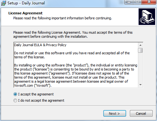 Screenshot of VovSoft Daily Journal