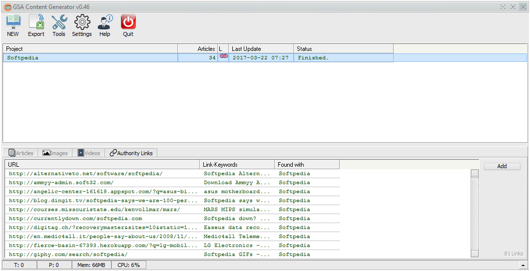 Screenshot of GSA Content Generator