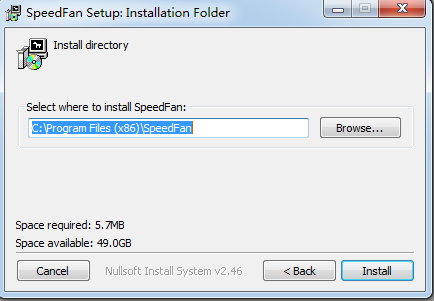 Screenshot of SpeedFan fan speed adjustment software