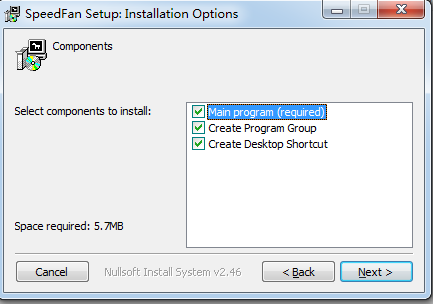 Screenshot of SpeedFan fan speed adjustment software