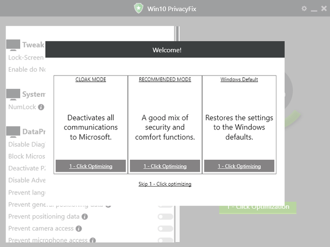 Win10PrivacyFix screenshot