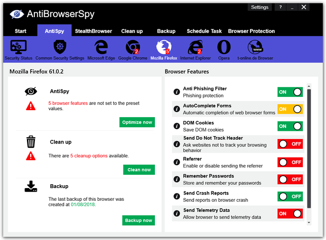 AntiBrowserSpy screenshot