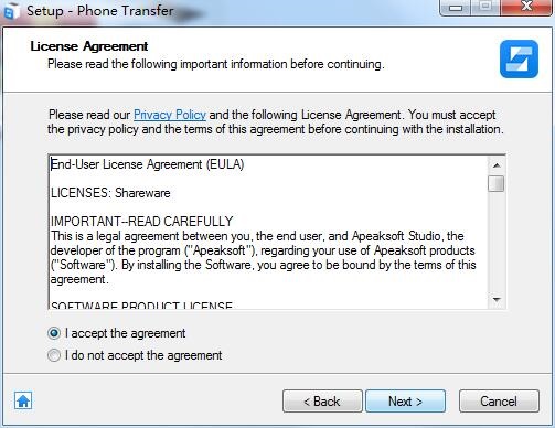 Apeaksoft Phone Transfer screenshot