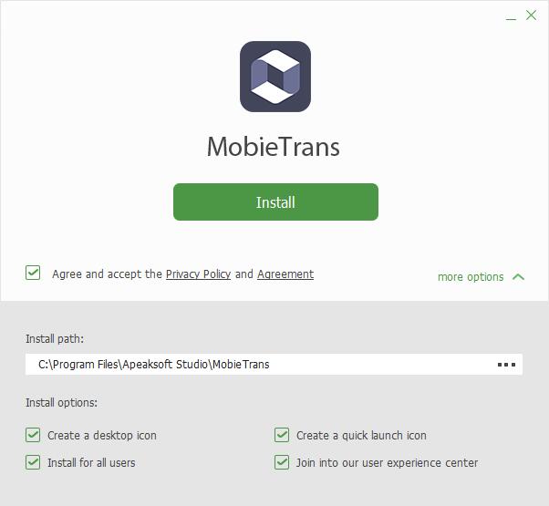 Screenshot of Apeaksoft MobieTrans