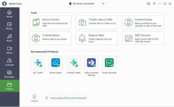 Screenshot of Apeaksoft MobieTrans