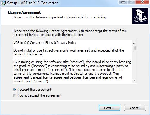 VCF to XLS Converter screenshot