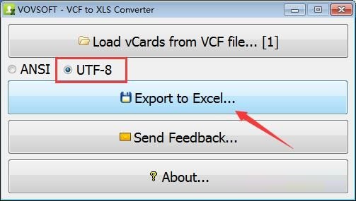 VCF to XLS Converter screenshot