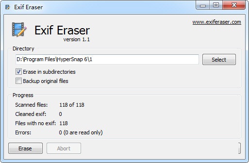 EXIF Eraser screenshot