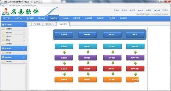 Screenshot of Mingyi MYVMS Automobile Comprehensive Management System